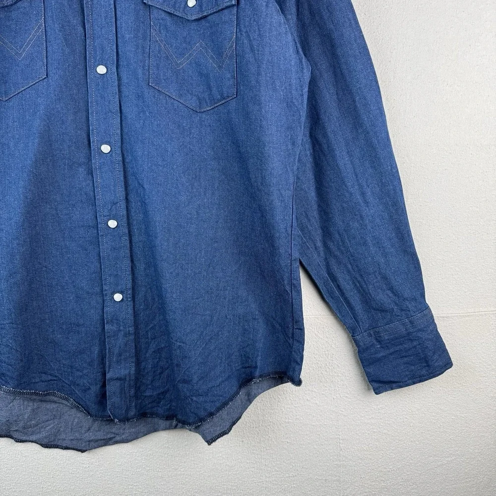 Vtg Wrangler Western Denim Pearl Snap Men's Large Embroidered Speed‎ Limit